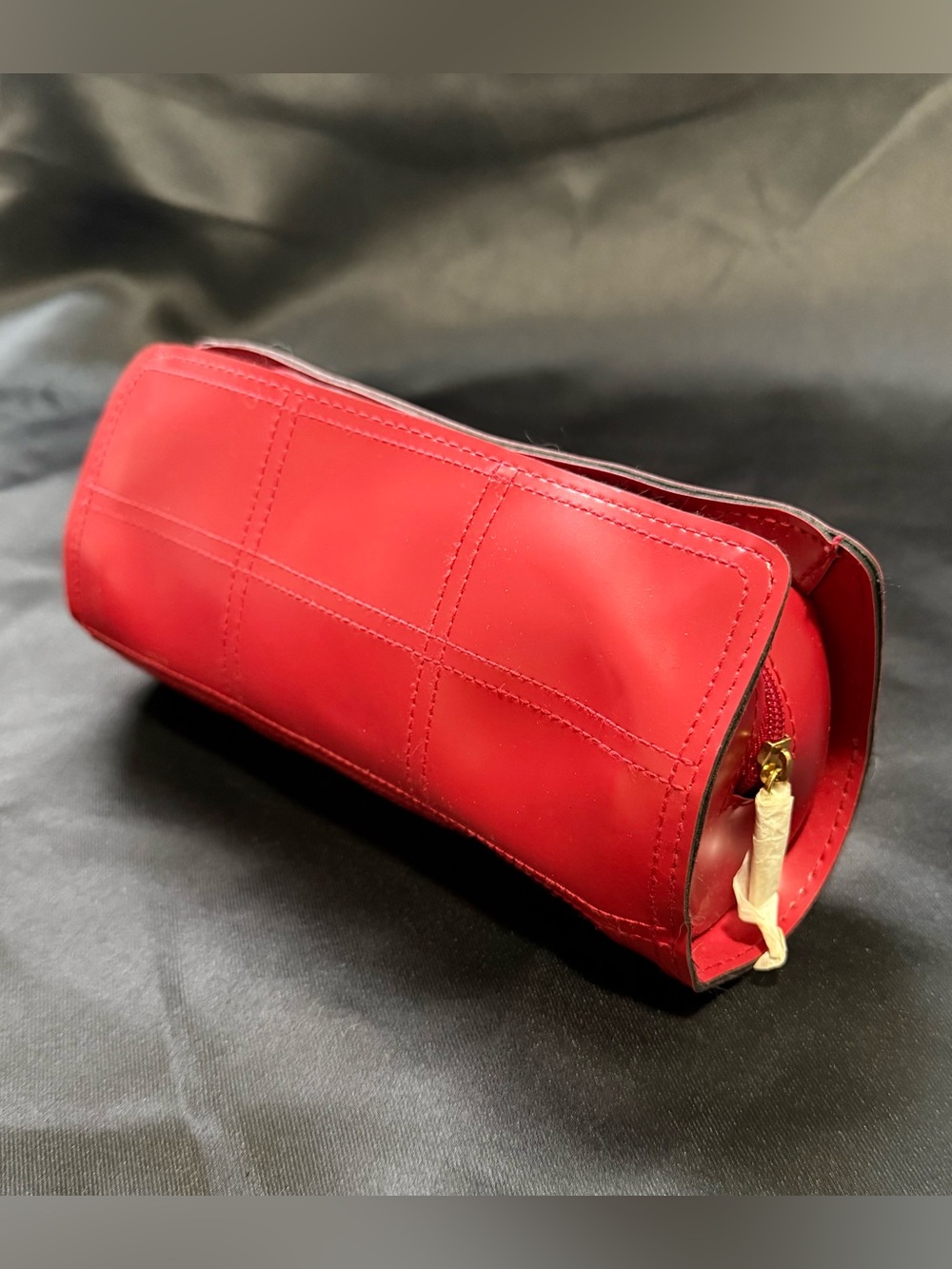 Estée Lauder red faux leather makeup cosmetic bag New